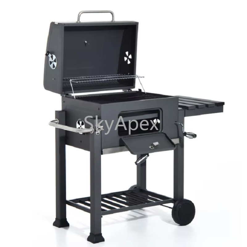 Camping Cooking Easy - 家庭用屋外パティオ裏庭調理ワゴン炭火バーベキューグリル高熱保持簡単清掃防錆耐久性キャンプ用
