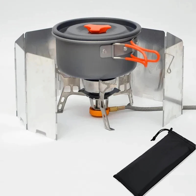 Camping Cooking Gazebo - 8/10個入りタブレット型ガスコンロ、防風アルミ合金製風防フレーム、アウトドアキャンプ・ピクニック用調理器具