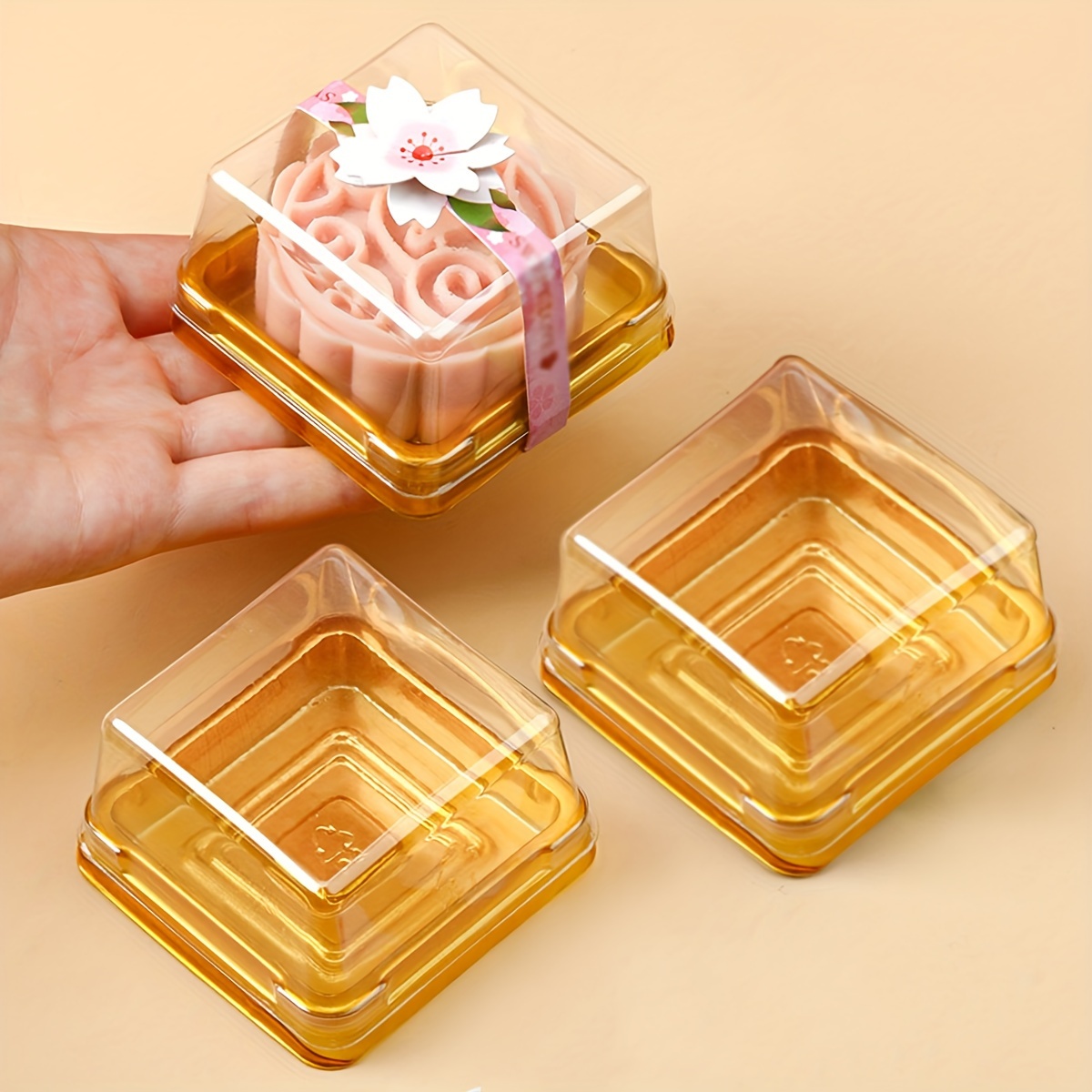 Camping Cooking Meals - 50個の透明プラスチックミニケーキボックスセットベーキングとキッチンツール、キャンプ、ダイニング、レストラン、ベーカリーに最適