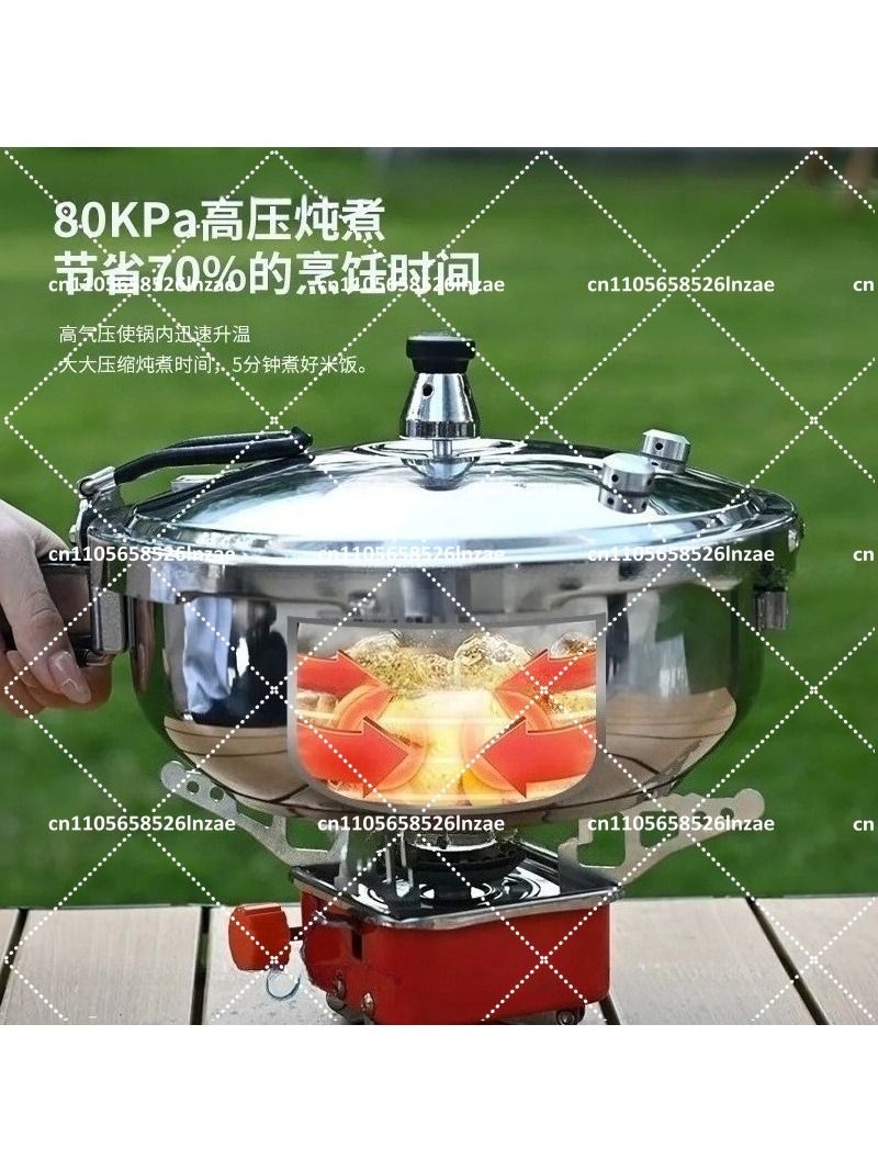 Camping Cooking Meals - キャンプ用圧力鍋 ステンレス製調理鍋 バルブ安全装置付き 缶詰やアウトドア料理に最適