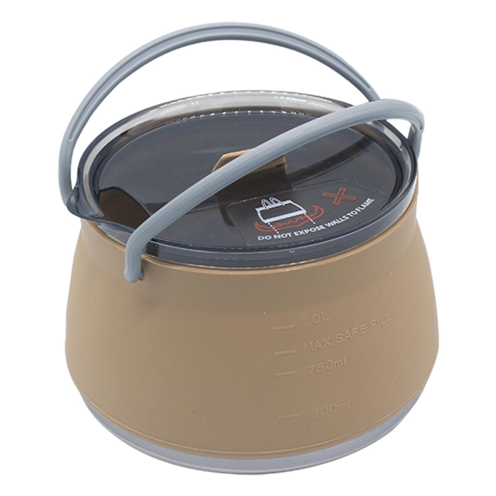 Camping Cooking Kettle - 折りたたみ式キャンプ用シリコン製調理鍋 旅行用折りたたみケトル ティーポット