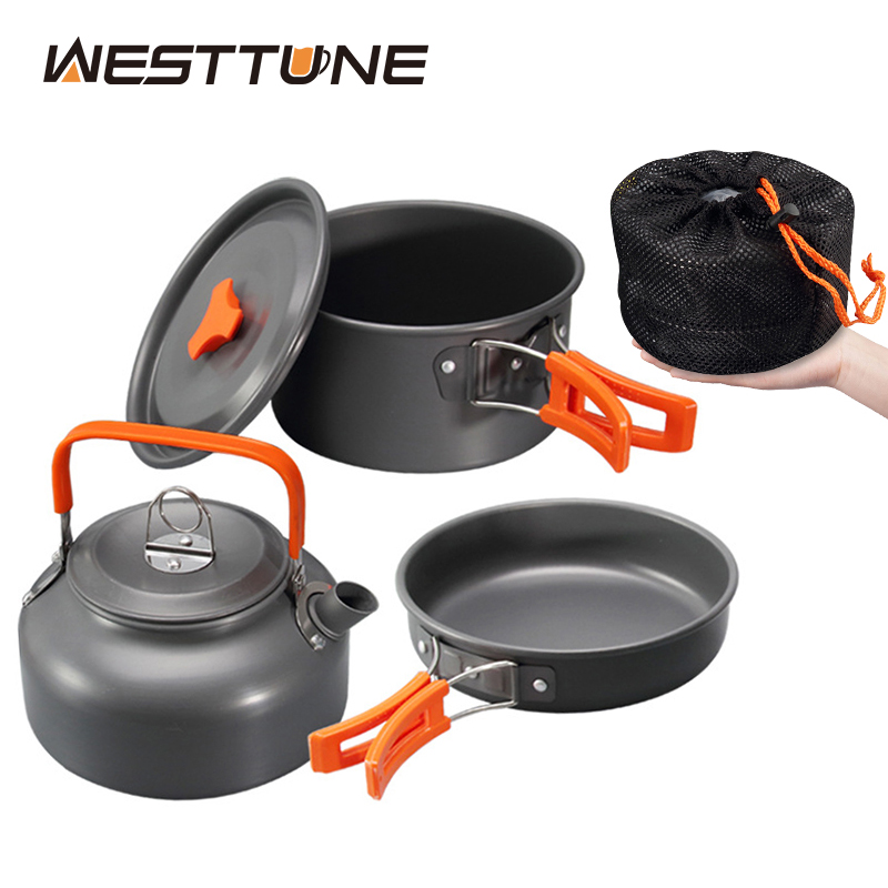 Camping Cooking Kettle - WESTTUNE キャンプ調理器具キット アルミ アウトドア ポータブル クッキングセット