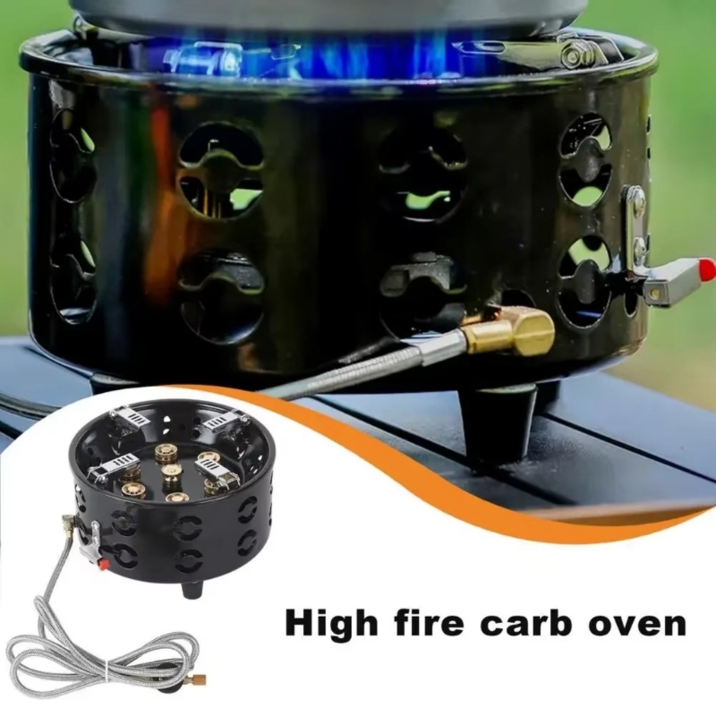 Camping Cooking Meals - キャンプの調理、お湯を沸かす、お茶を淹れる、裏庭での食事用の屋外ガスストーブ、折りたたみポット付きセブンフレームガスクッカー 24BD