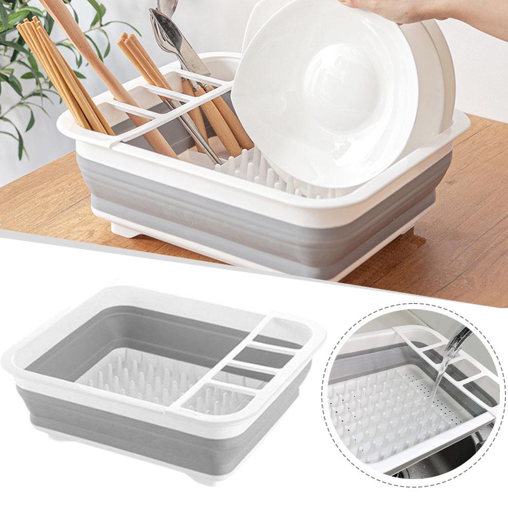 Camping Cooking Meals - 折りたたみ式食器乾燥ラック、食器整理棚、シンク乾燥ラック、ポータブル排水収納ボックス、キッチン、RV、キャンプ用トレイ