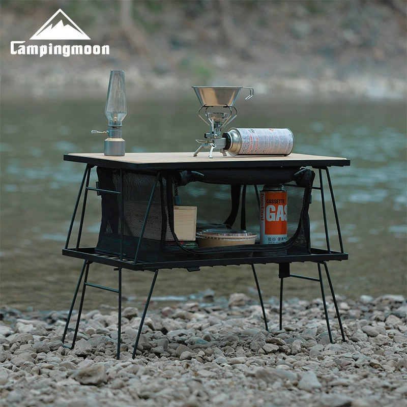 Camping Cooking Table - CAMPINGMOON T-230 アウトドアシンプルフィールドラック折りたたみテーブル 鉄製多機能アウトドアキャンプピクニックテーブル バーベキューテーブル 多層組み合わせ可能