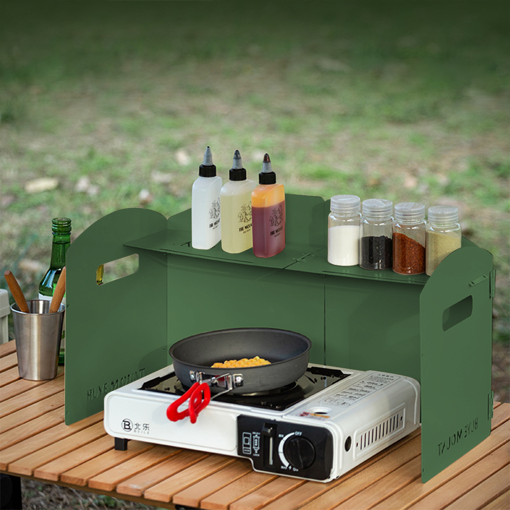 Camping Cooking Easy - 折りたたみ式ガスストーブ防風スクリーン 収納層付き 屋外ガスストーブ風防 超軽量ポータブルキャンプアクセサリー