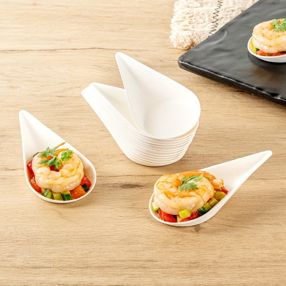 Camping Cooking Meals - 25/50個入り サトウキビ廃棄物製、クリエイティブなミニサービングトレイ、3.93インチのディップソース皿、温かい料理や冷たい料理、パーティー、集まり、キャンプ、ピクニック、テイスティングスプーン、デザートスプーン、ディップソース皿に最適