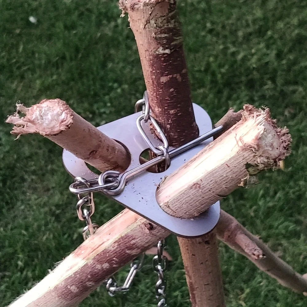 Camping Cooking Tripod - 屋外バーベキュー三脚ポータブル取り外し可能なハンギングラックステンレス鋼キャンプ焚き火バーベキューポット三脚セット