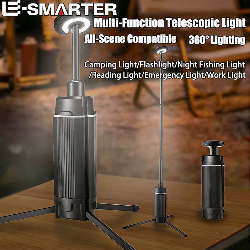 Camping Cooking Tripod - ポータブル伸縮式LEDワークライト、USB充電式、キャンプランタン、屋外、バーベキュー、フィッシングテント、三脚付き緊急ランプ、2000lm