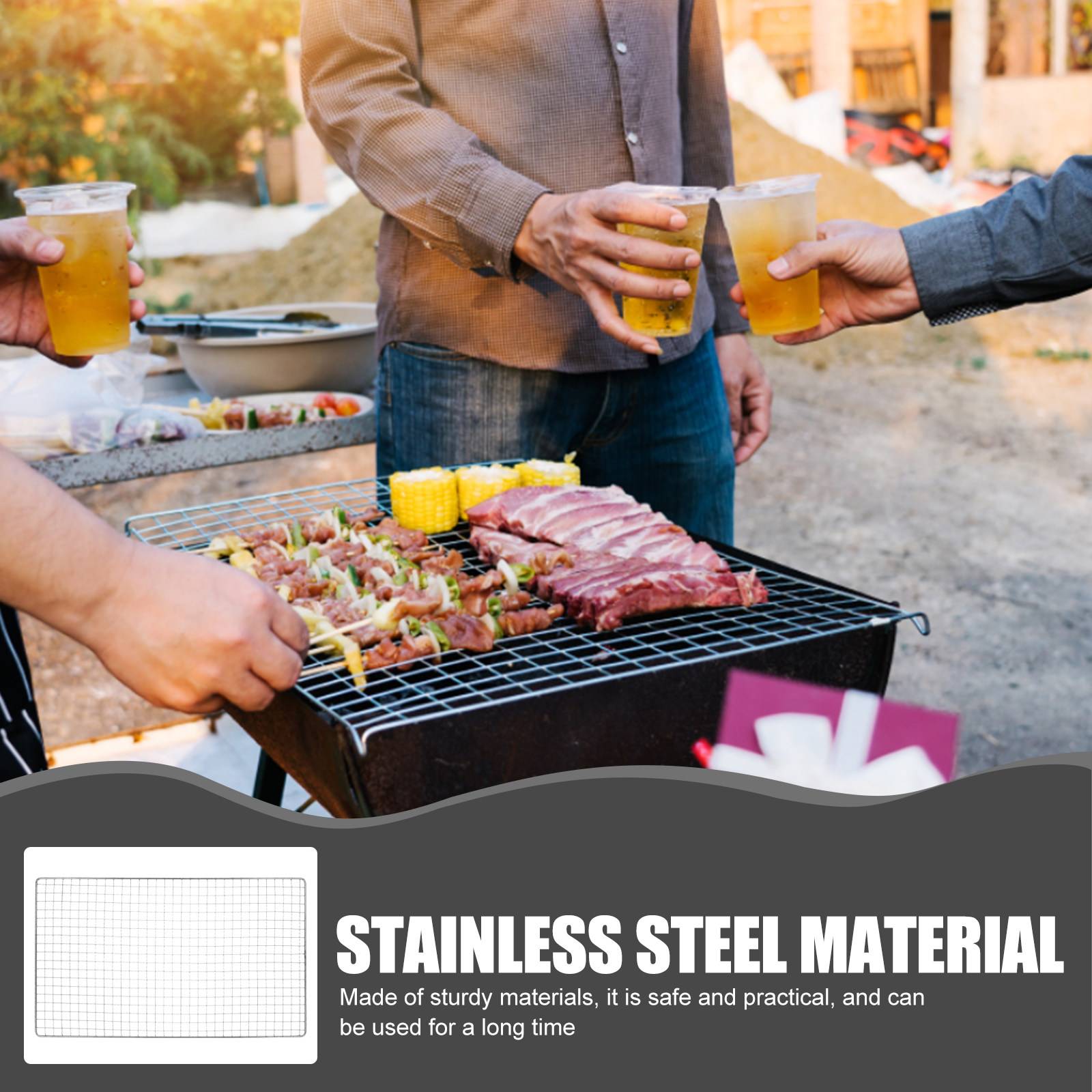 Camping Cooking Mesh - 2個入り ステンレス製 BBQグリルメッシュ ノンスティック 耐熱 バーベキューネット