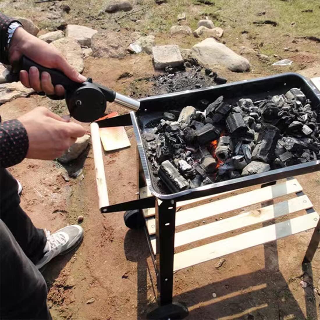 屋外調理バーベキューブロワーポータブルハンドクランクファンエ - Camping Cooking Trangia のレビューと価格