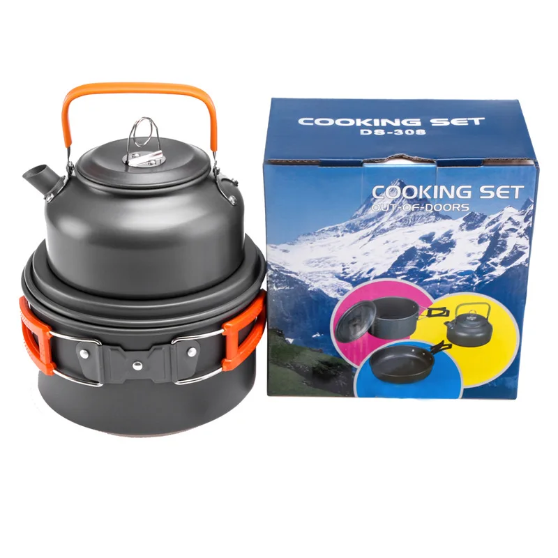 アウトドアポットパンケトルキャンプ調理器具キットハイキングピ - Camping Cooking Kettle のレビューと価格
