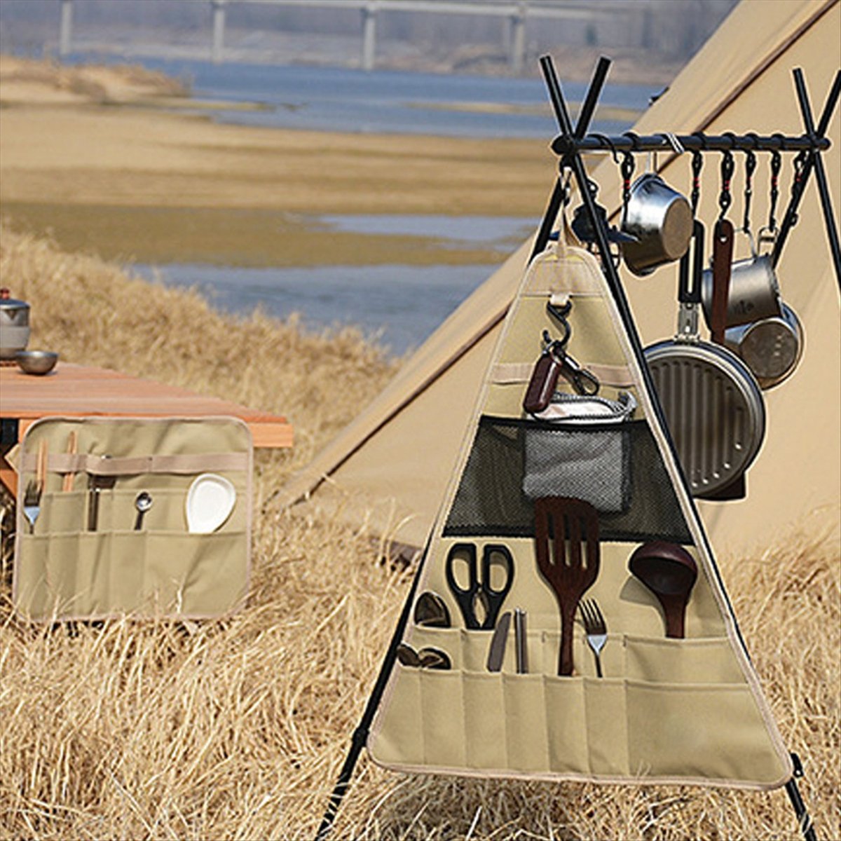 ポータブルキャンプ用キッチン用品オーガナイザーバッグ、アウト - Camping Cooking Utensils のレビューと価格