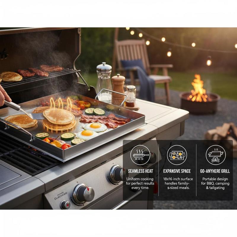 ユニバーサルフラットトップグリドル 18x16インチ キャン - Camping Cooking With Gas のレビューと価格