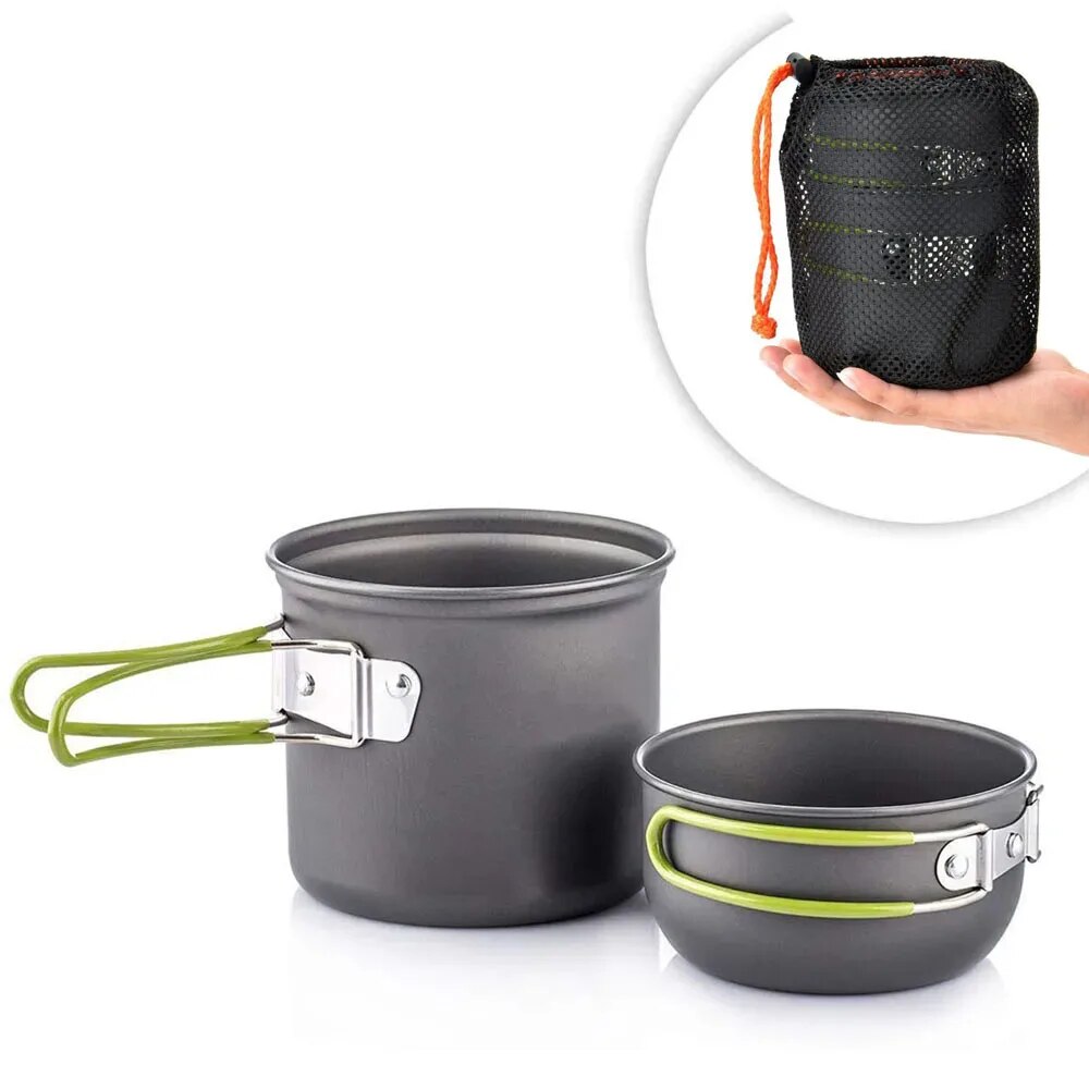 キャンプ調理器具混乱キット超軽量キャンプポットセット屋外調理 - Camping Cooking Set 2 Person のレビューと価格