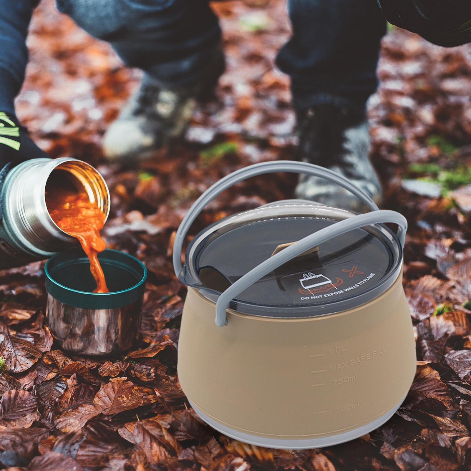 折りたたみ式キャンプ用シリコン製調理鍋 旅行用折りたたみケト - Camping Cooking Kettle のレビューと価格