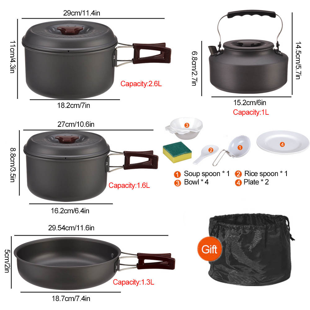 3〜4人用のポータブル屋外調理セット、フライパン、キャンプ鍋 - Camping Cooking Mesh のレビューと価格
