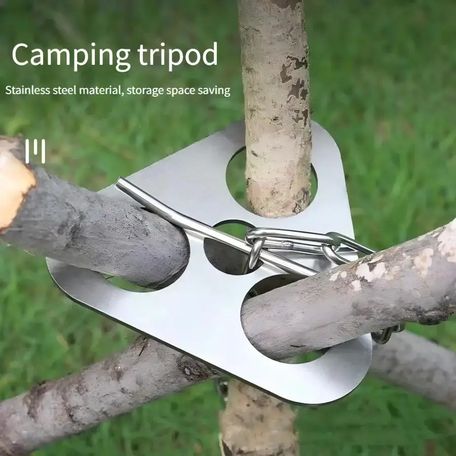 ステンレス鋼ポータブルキャンプ三脚ハンガー調節可能なチェーン - Camping Cooking Tripod のレビューと価格