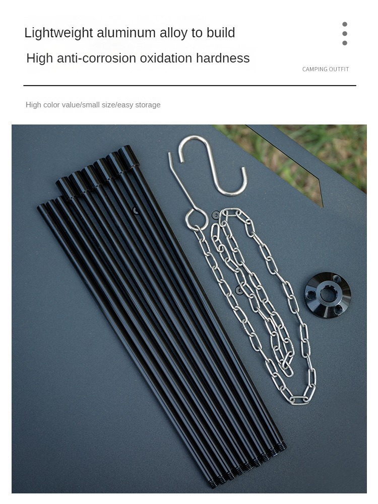 ポータブルキャンバスノーファイヤー三脚,三角形のサポートフレ - Camping Cooking Tripod のレビューと価格