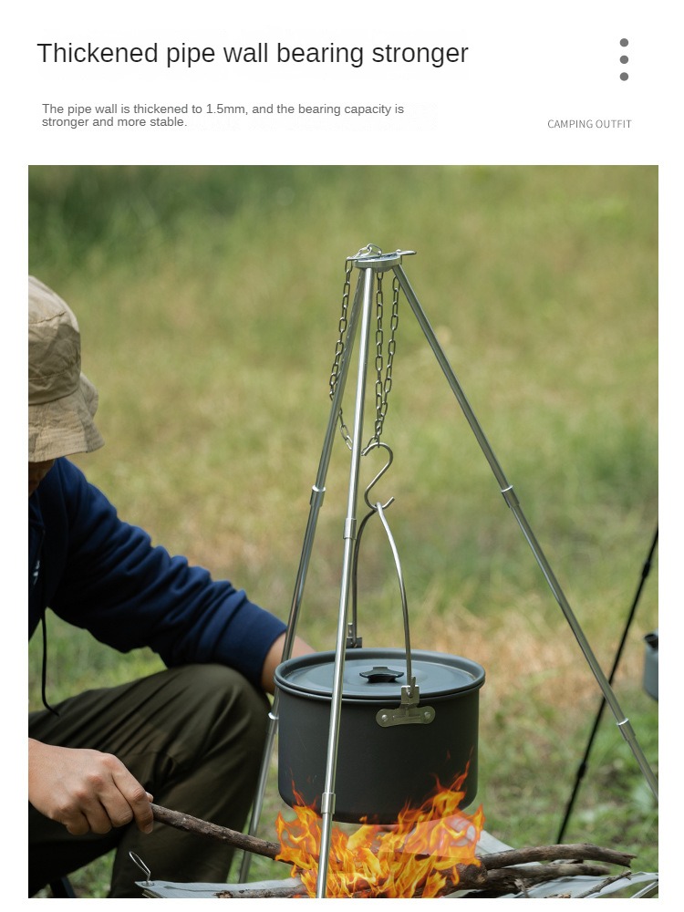 ポータブルキャンバスノーファイヤー三脚,三角形のサポートフレ - Camping Cooking Tripod のレビューと価格