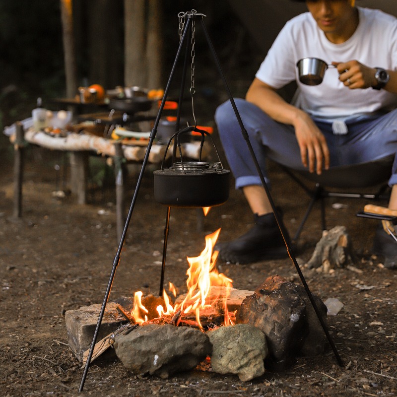 ポータブルアウトドアクッキング三脚、三角形サポート、アルミ合 - Camping Cooking Tripod のレビューと価格