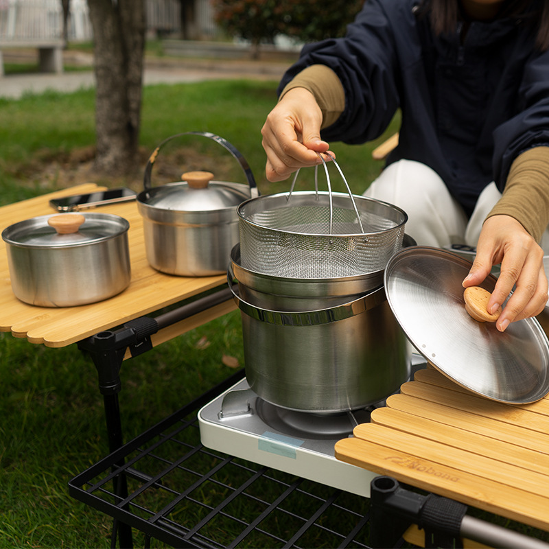 NOBANA 最新の屋外ステンレス鋼ポットセットキャンプファ - Camping Cooking Kettle のレビューと価格