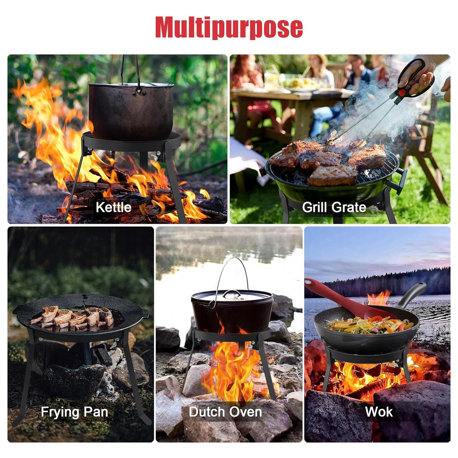 折りたたみ式キャンプファイヤー用三脚鉄製ポータブルグリルスタ - Camping Cooking Tripod のレビューと価格