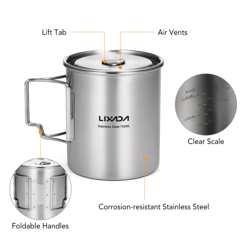 Lixada-折りたたみ式ハンドルと蓋付きステンレススチール - Camping Cooking Mesh のレビューと価格