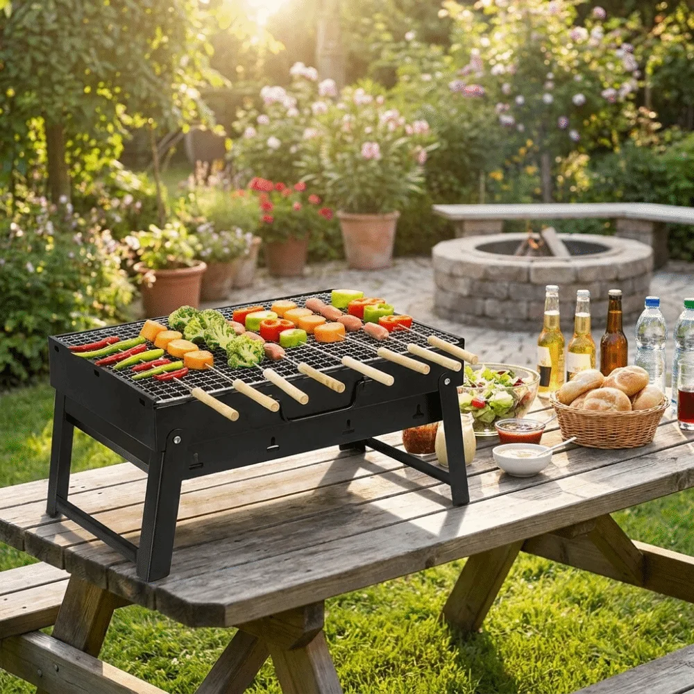 携帯用厚型BBQストーブ 省スペースで持ち運び簡単 キャンプ - Camping Cooking Easy のレビューと価格