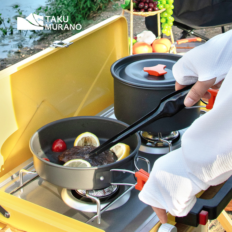 キャンプ用調理器具セット アウトドアクッキング 超軽量アルミ - Camping Cooking Kettle のレビューと価格