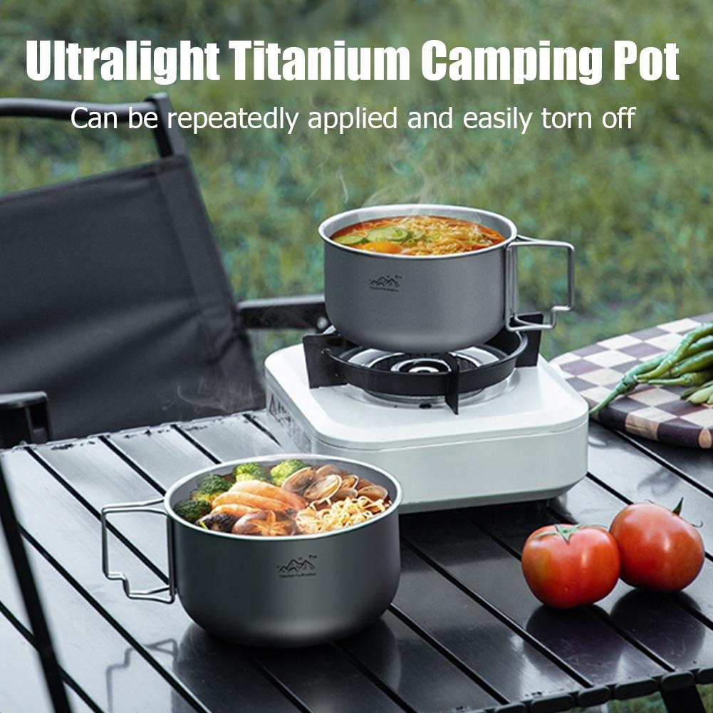 超軽量チタン製バックパッキング調理器具、持ち手付きポータブル - Camping Cooking Kettle のレビューと価格