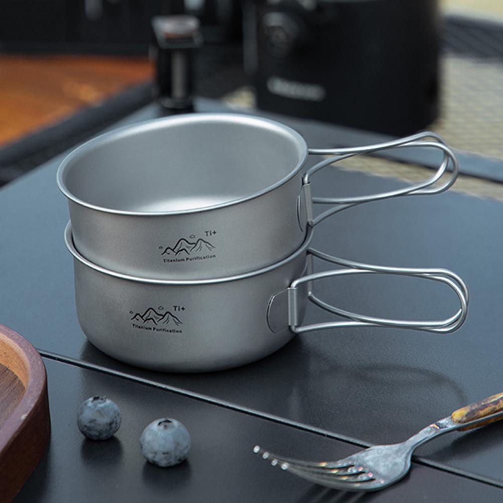 超軽量チタン製バックパッキング調理器具、持ち手付きポータブル - Camping Cooking Kettle のレビューと価格