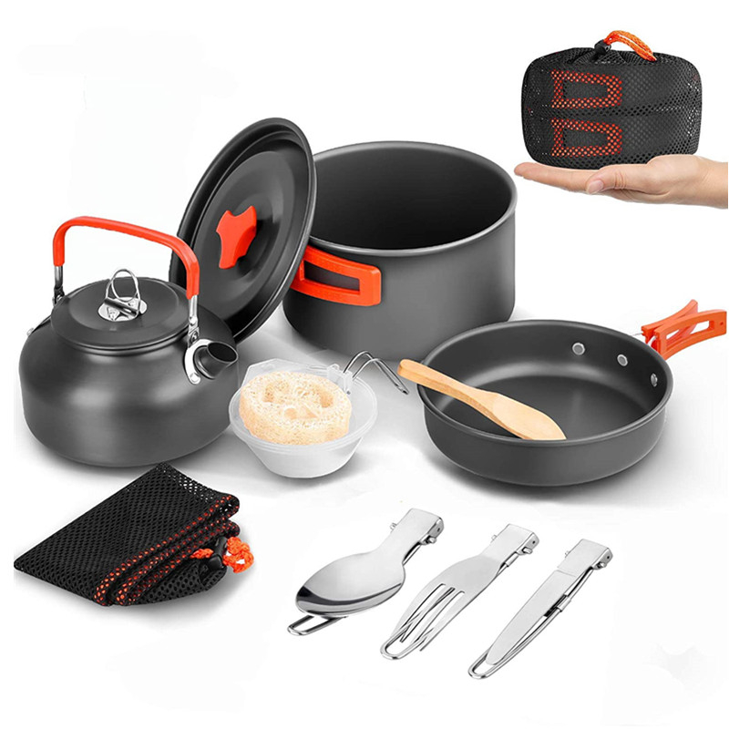 2～3人用屋外キャンプ・ピクニック用キャンプキッチン用品アル - Camping Cooking Set 2 Person のレビューと価格