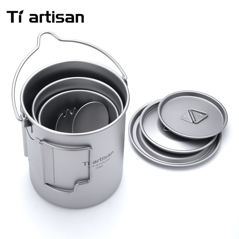 Tiartisan 純チタン超軽量調理器具セット 3 個/5 - Camping Cooking Trangia のレビューと価格