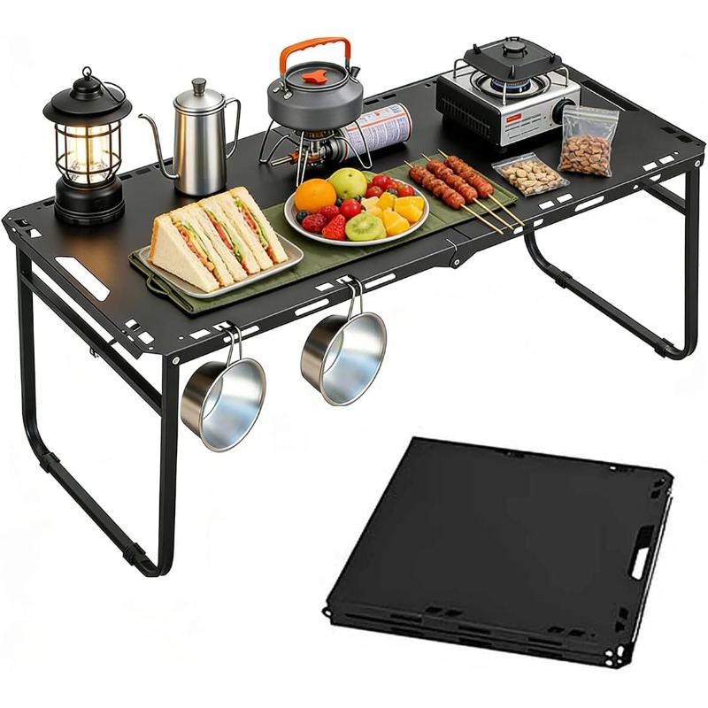 キャンプテーブル 調節可能 折りたたみ式 ポータブル RV  - Camping Cooking Table のレビューと価格