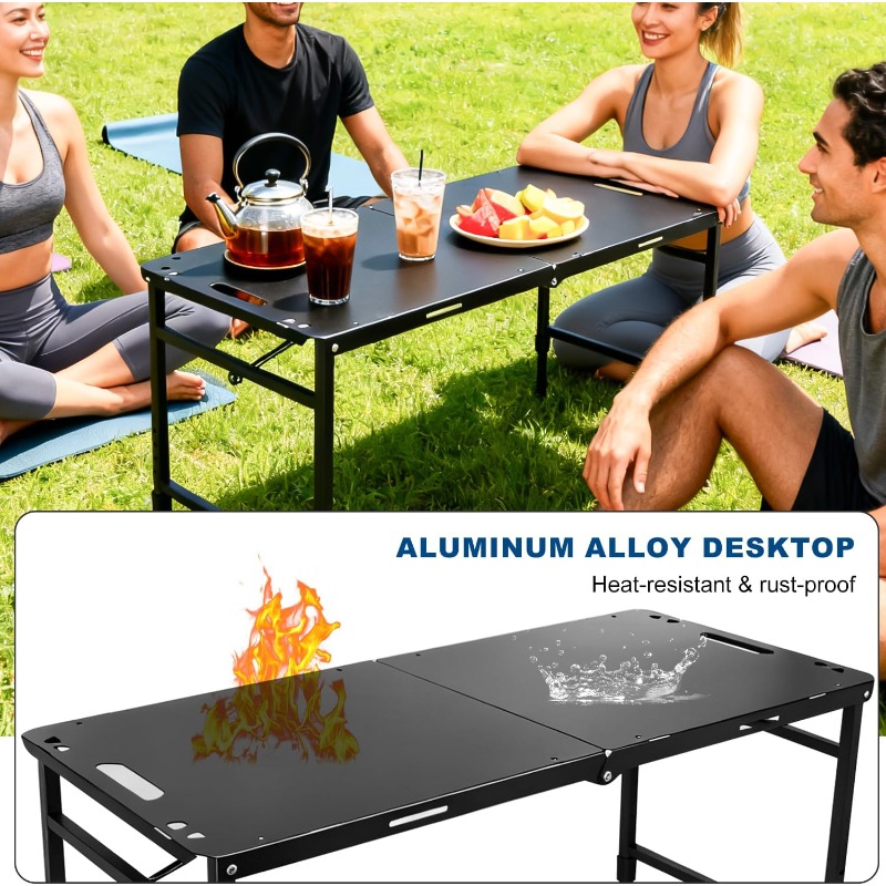キャンプテーブル 調節可能 折りたたみ式 ポータブル RV  - Camping Cooking Table のレビューと価格