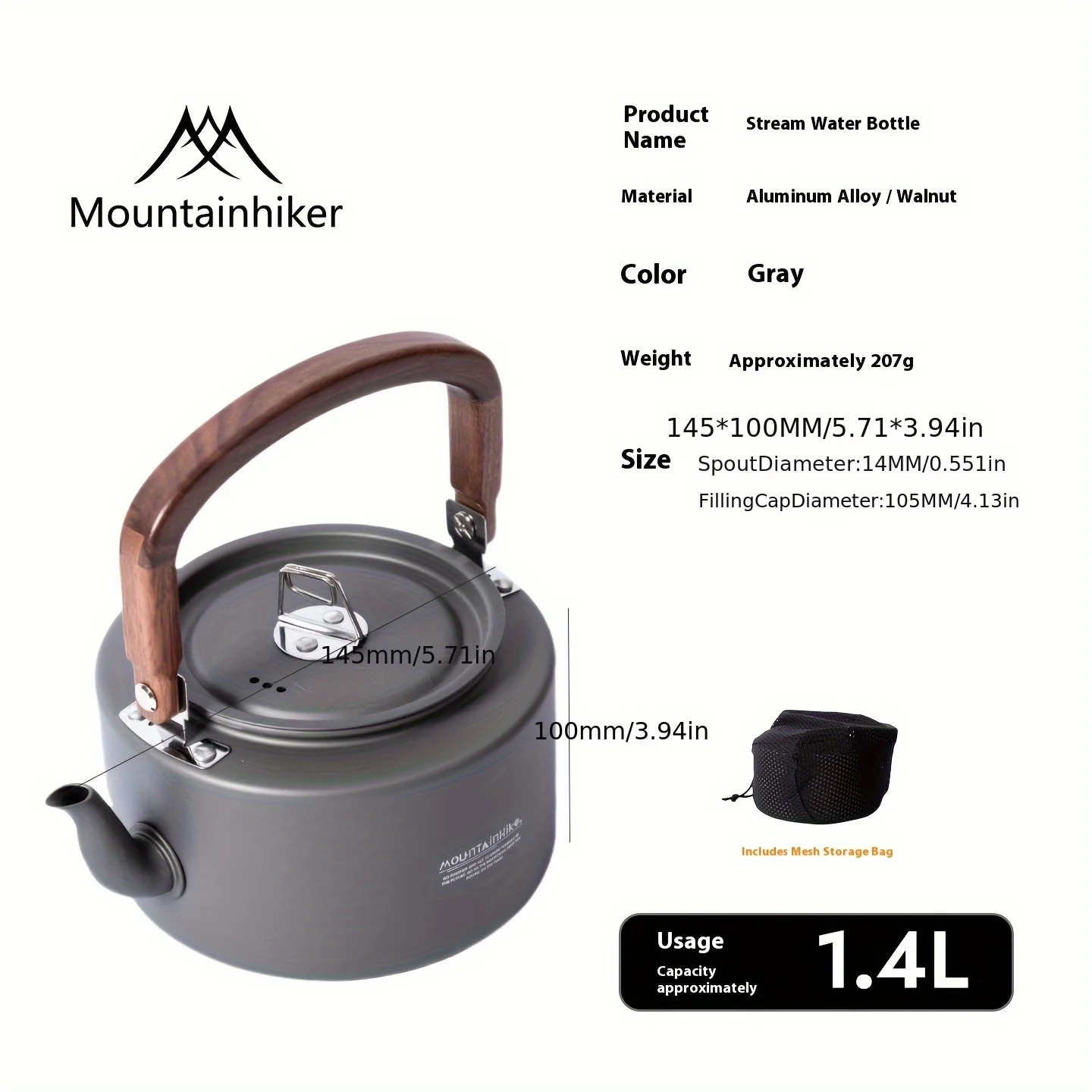 キャンプ用1.4Lティーケトル、アルミニウム合金製、木製ハン - Camping Cooking Set 2 Person のレビューと価格