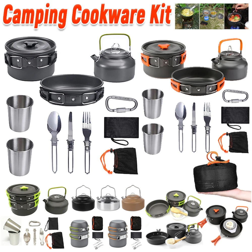 キャンプ調理器具キット ケトル ポット パン クックセット  - Camping Cooking Kettle のレビューと価格