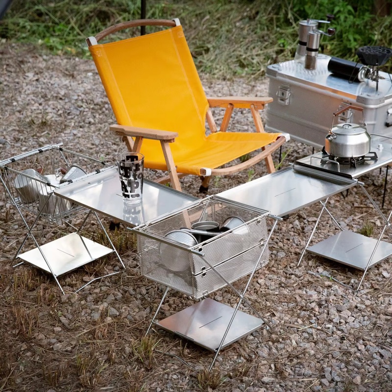 屋外ステンレス鋼折りたたみテーブルピクニック戦術テーブル多機 - Camping Cooking Table のレビューと価格