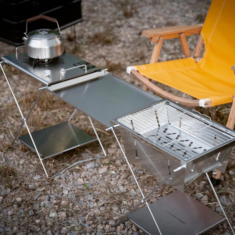 屋外ステンレス鋼折りたたみテーブルピクニック戦術テーブル多機 - Camping Cooking Table のレビューと価格