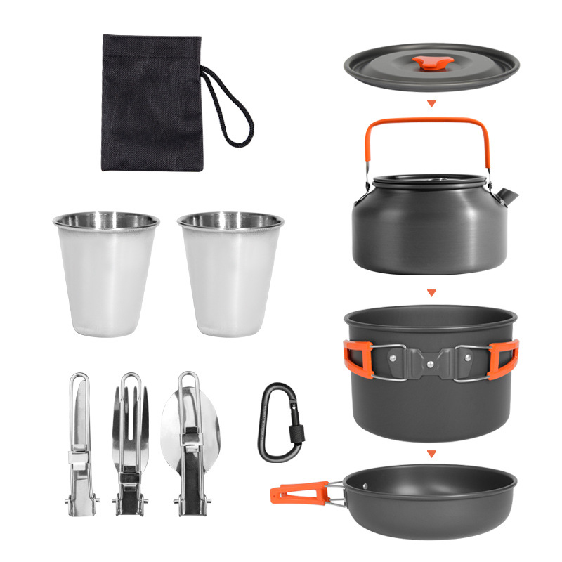 アウトドアキャンプ用調理器具セット 2～3人用 ポータブルア - Camping Cooking Set 2 Person のレビューと価格