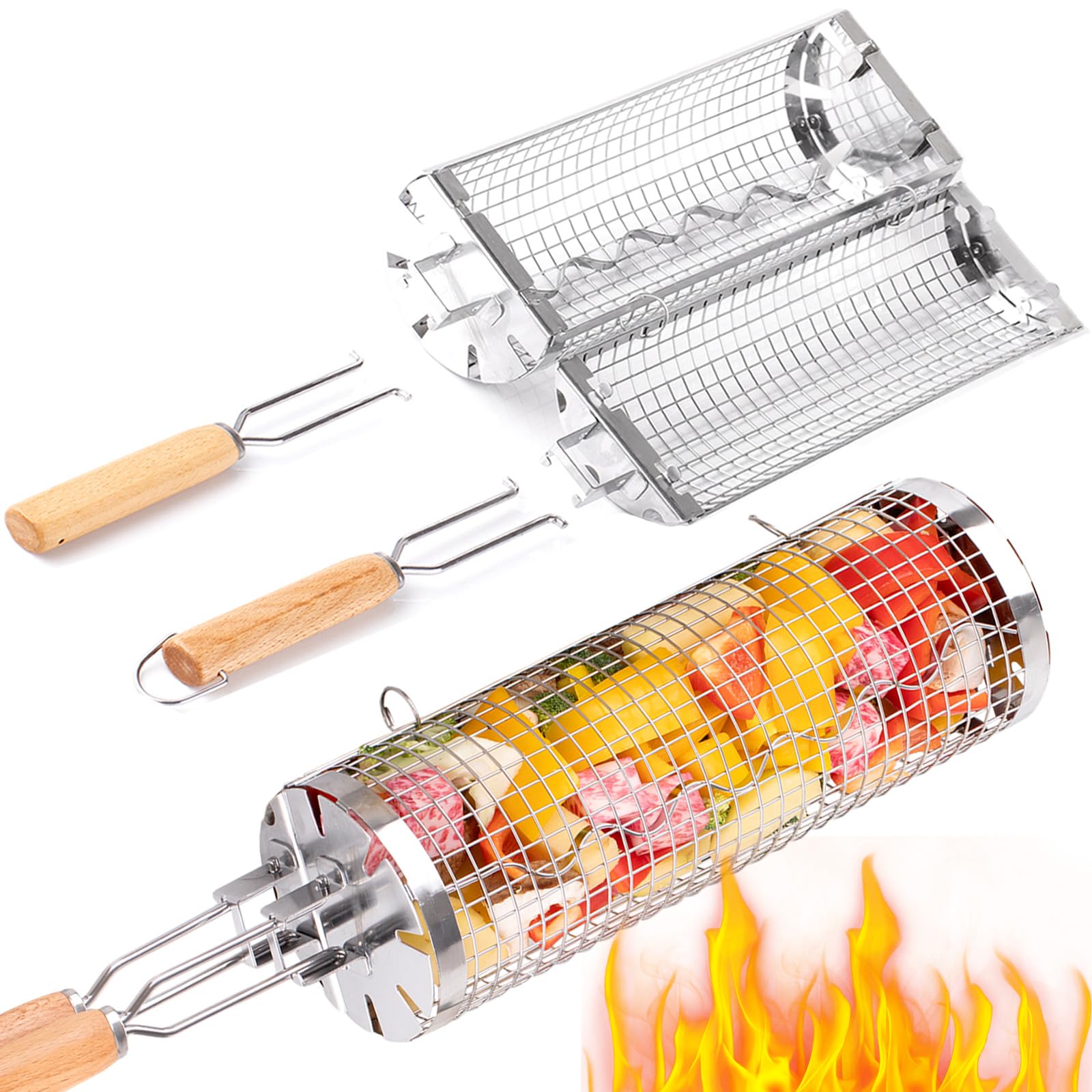 BUYYES ローリンググリルバスケット BBQ メッシュチ - Camping Cooking Mesh のレビューと価格