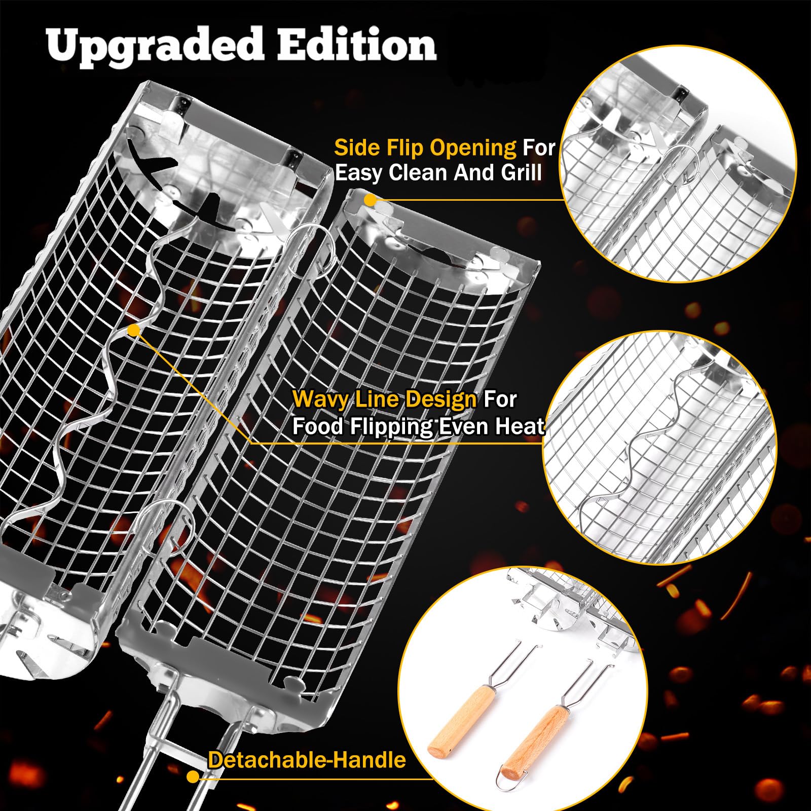 BUYYES ローリンググリルバスケット BBQ メッシュチ - Camping Cooking Mesh のレビューと価格